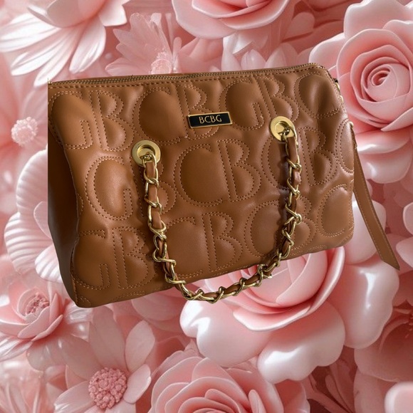 BCBG Brown Shoulder Bag with Gold Accents - Picture 1 of 4